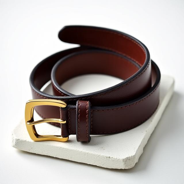 The Classic Bridle Belt in dark Havana brown
